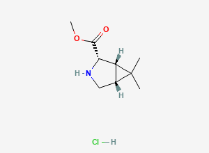 Two-dimensional chemical structure of Methyl (1S,2S,5R)-6,6-dimethyl-3-azabicyclo[3.1.0]hexane-2-carboxylate hydrochloride