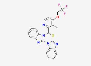 Two-dimensional chemical structure of 7-(3-Methyl-4-(2,2,2-trifluoroethoxy)pyridin-2-yl)-7H-benzo[4,5]imidazo[2,1-b]benzo[4,5]imidazo[2,1-d][1,3,5]thiadiazine, CAS 1781244-56-1