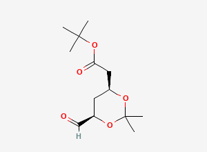 Two-dimensional chemical structure of tert-butyl 2-[(4S,6R)-6-formyl-2,2-dimethyl-1,3-dioxan-4-yl]acetate, CAS 1044518-75-3