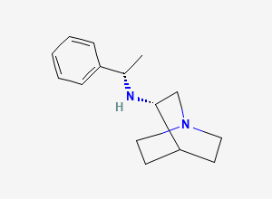 Two-dimensional chemical structure of (3S)-N-[(1S)-1-phenylethyl]-1-azabicyclo[2.2.2]octan-3-amine