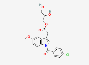 Two-dimensional chemical structure of 2,3-dihydroxypropyl [1-(4-chlorobenzoyl)-5-methoxy-2-methyl-1H-indol-3-yl]acetate, CAS 71848-87-8