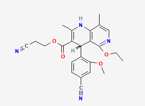 Two-dimensional chemical structure of Finerenone Cyano Ethyl Ethoxy Impurity, CAS 2640574-73-6