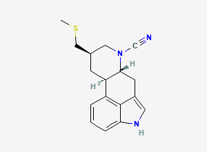 Two-dimensional chemical structure of N-Despropyl Pergolide 6-Carbonitrile /Cyanopergolide Impurity, CAS 98988-34-2