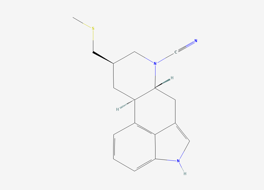 Two-dimensional chemical structure of N-Despropyl Pergolide 6-Carbonitrile /Cyanopergolide Impurity, CAS 98988-34-2