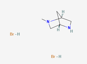 Two-dimensional chemical structure of (1S)-2-methyl-2,5-diazobicyclo[2.2.1]heptane dihydrobromide