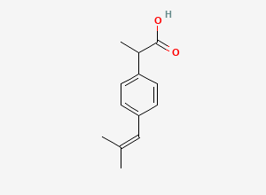 Two-dimensional chemical structure of 2-[4-(2-Methylpropenyl)phenyl]propionic Acid, CAS 75625-99-9
