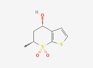 Two-dimensional chemical structure of (4S,6R)-5,6-Dihydro-4-hydroxy-6-Methylthieno[2,3-b]thiopyran-7,7-dioxide, CAS 1197375-13-5