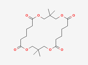 Two-dimensional chemical structure of 3,3,14,14-Tetramethyl-1,5,12,16-tetraoxacyclodocosane-6,11,17,22-tetraone, CAS 24418-35-7