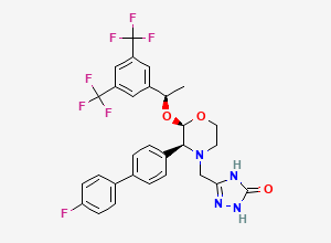 Two-dimensional chemical structure of Aprepitant EP Impurity C / Aprepitant para-Biphenyl Impurity / 4-Defluoro-4-(p-fluorophenyl)aprepitant, CAS 2348441-63-2