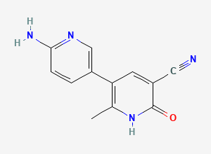 Two-dimensional chemical structure of 6'-Amino-1,6-dihydro-2-methyl-6-oxo[3,3'-bipyridine]-5-carbonitrile, CAS 141354-29-2