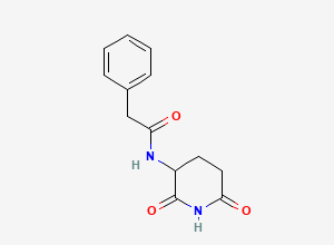 Two-dimensional chemical structure of N-(2,6-dioxopiperidin-3-yl)-2-phenylacetamide