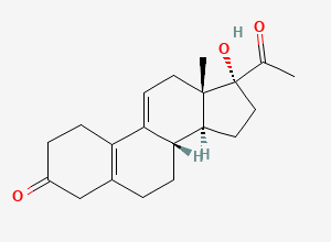 Two-dimensional chemical structure of (8S,13S,14S,17R)-17-acetyl-1,2,7,8,13,15,16,17-octahydro-17-hydroxy-13-methyl-4H-cyclopenta[a]phenanthren-3(6H,12H,14H)-one