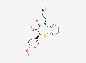 Two-dimensional chemical structure of 1,5-Benzothiazepin-4(5H)-one, 2,3-dihydro-3-hydroxy-2-(4-methoxyphenyl)-5-(2-(methylamino)ethyl)-, (2S,3S)-
