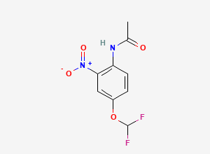 Two-dimensional chemical structure of N-(4-(Difluoromethoxy)-2-nitrophenyl)acetamide, CAS 97963-75-2