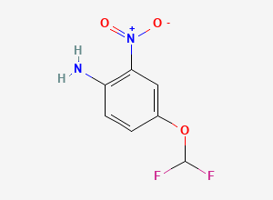 Two-dimensional chemical structure of 2-Amino-5-(difluoromethoxy)nitrobenzene, CAS 97963-76-3