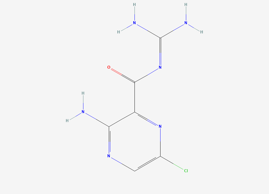 Two-dimensional chemical structure of Amiloride 5-Desamino Impurity, CAS 1203-87-8