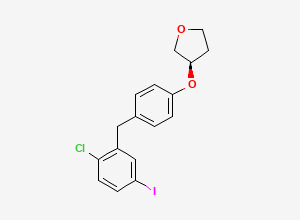 Two-dimensional chemical structure of (r)-3-(4-(2-Chloro-5-iodobenzyl)phenoxy)tetrahydrofuran, CAS 2194590-02-6