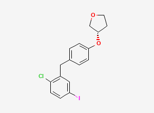 Two-dimensional chemical structure of (S)-3-[4-(2-Chlor-5-iod-benzyl)-phenoxy]-tetrahydro-furan