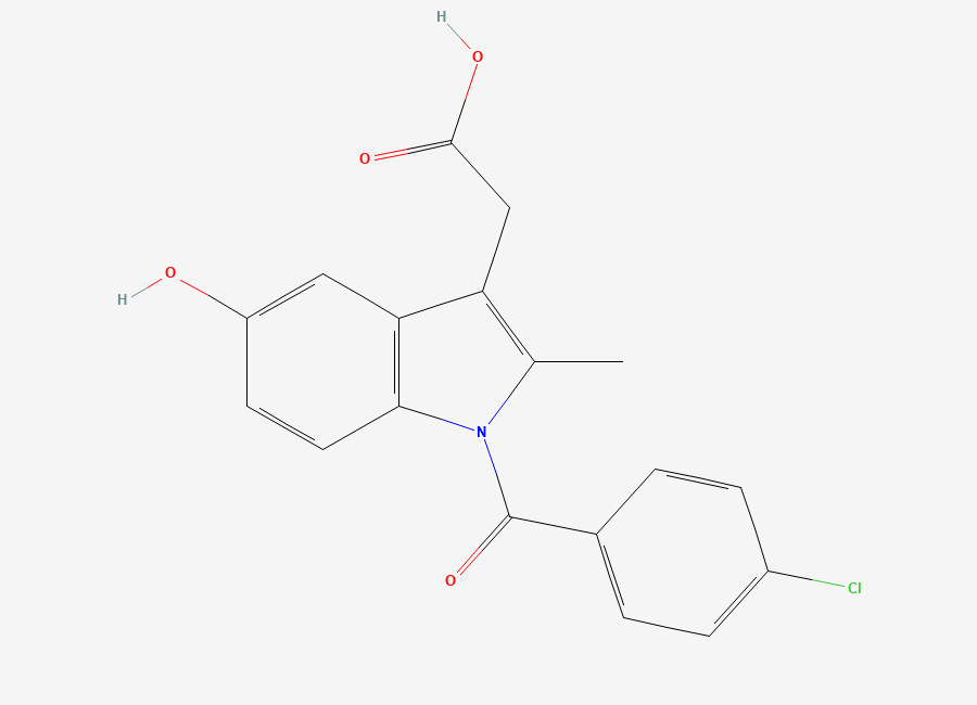 Two-dimensional chemical structure of O-Desmethyl Indomethacin, CAS 2504-32-7