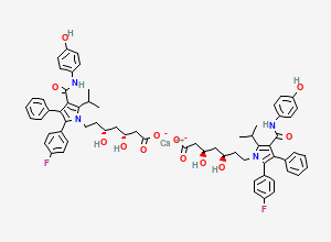 Two-dimensional chemical structure of (3r,5r)-7-(5-(4-(fluorophenyl)-2,3-dihydro-3-(1-methylethyl)-2-oxo-4-phenyl-3-((phenylamino)carbonyl)-1h-pyrrol-1-yl)-3,5-dihydroxy-heptanoic acid calcium salt