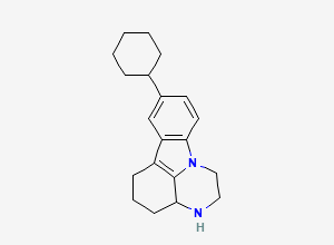 Two-dimensional chemical structure of 8-Cyclohexyl-2,3,3a,4,5,6-hexahydropyrazino[3,2,1-jk]carbazole