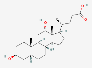 Two-dimensional chemical structure of (3β,5β,12α)-3,12-Dihydroxycholan-24-oic acid, CAS 570-63-8