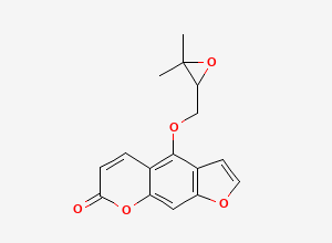 Two-dimensional chemical structure of 4-((3,3-Dimethyloxiran-2-Yl)Methoxy)Furo(3,2-G)Chromen-7-One