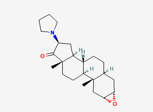 Two-dimensional chemical structure of (2a,3a,5a,16b)-2,3-Epoxy-16-(1-pyrrolidinyl)androstan-17-one