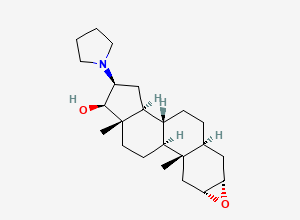 Two-dimensional chemical structure of 2Alpha,3alpha-epoxy-16beta-(1-pyrrolidinyl)-5alpha-androstan-17beta-OL
