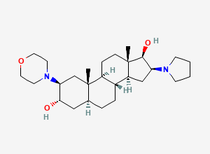 Two-dimensional chemical structure of 2beta-(4-Morpholinyl)-16beta-(1-pyrrolidinyl)-5alpha-androstane-3alpha,17beta-diol