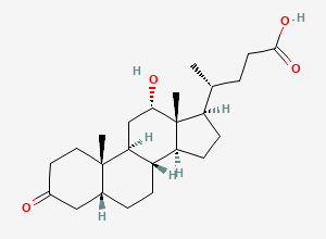 Two-dimensional chemical structure of 12alpha-Hydroxy-3-oxo-5beta-cholan-24-oic Acid, CAS 4185-01-7