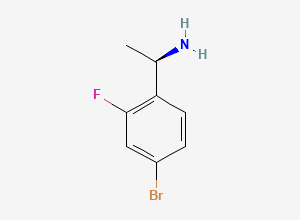 Two-dimensional chemical structure of (R)-1-(4-Bromo-2-fluorophenyl)ethanamine