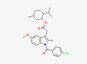 Two-dimensional chemical structure of 2-isopropyl-5-methylcyclohexyl 2-(1-(4-chlorobenzoyl)-5-methoxy-2-methyl-1H-indol-3-yl)acetate