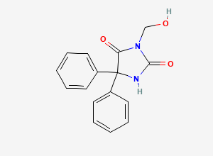 Two-dimensional chemical structure of 3-(Hydroxymethyl)-5,5-diphenylimidazolidine-2,4-dione, CAS 21616-46-6