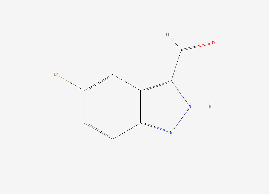 Two-dimensional chemical structure of 5-bromo-1H-indazole-3-carbaldehyde