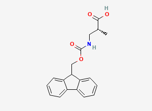 Two-dimensional chemical structure of (2R)-3-({[(9H-Fluoren-9-yl)methoxy]carbonyl}amino)-2-methylpropanoic acid