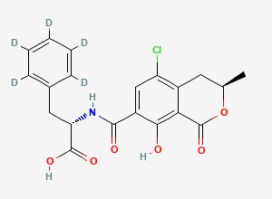 Two-dimensional chemical structure of Ochratoxin A-D5, CAS 666236-28-8
