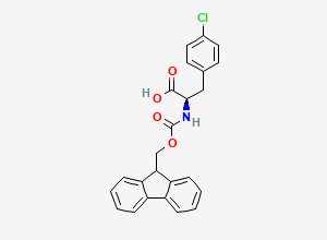 Two-dimensional chemical structure of (R)-2-((((9H-fluoren-9-yl)methoxy)carbonyl)amino)-3-(4-chlorophenyl)propanoic acid