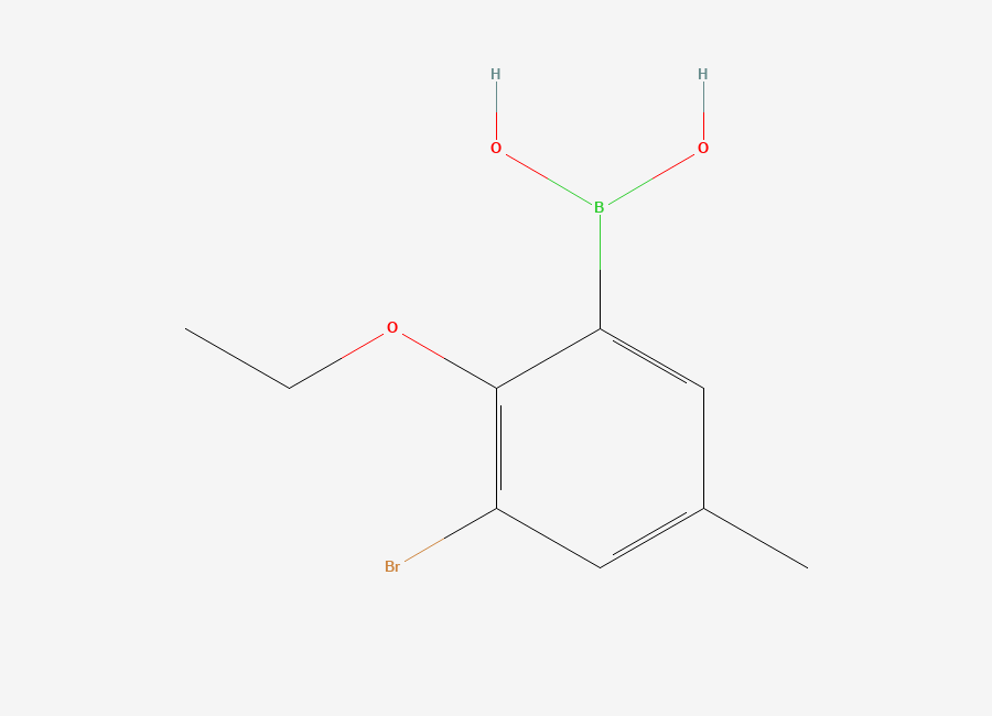 Two-dimensional chemical structure of 3-Bromo-2-ethoxy-5-methylphenylboronic acid
