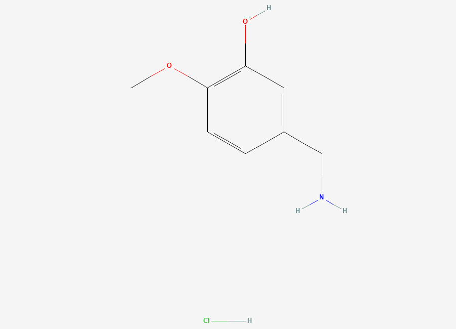 Two-dimensional chemical structure of 3-Hydroxy-4-methoxybenzylamine hydrochloride