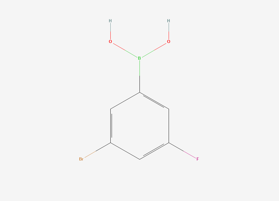 Two-dimensional chemical structure of (3-Bromo-5-fluorophenyl)boronic acid