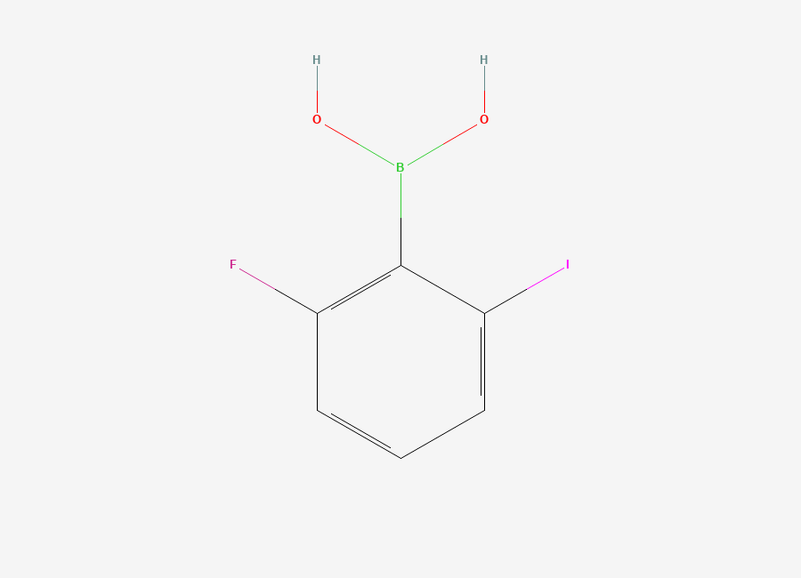 Two-dimensional chemical structure of (2-Fluoro-6-iodophenyl)boronic acid