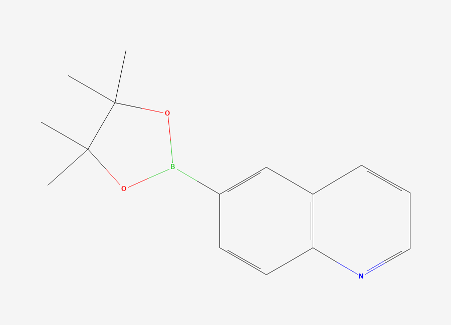 Two-dimensional chemical structure of 6-(4,4,5,5-Tetramethyl-1,3,2-dioxaborolan-2-yl)quinoline