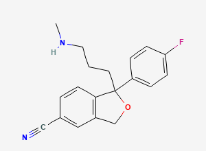 Two-dimensional chemical structure of Desmethyl Citalopram /Citalopram EP Impurity D/ Citalopram Related Compound D/ Escitalopram EP Impurity D (free base), CAS 62498-67-3