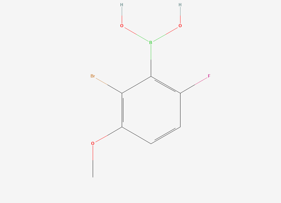 Two-dimensional chemical structure of 2-Bromo-6-fluoro-3-methoxyphenylboronic acid