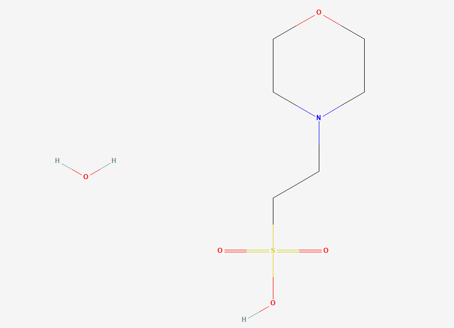 Two-dimensional chemical structure of 2-(N-Morpholino)ethanesulfonic acid hydrate