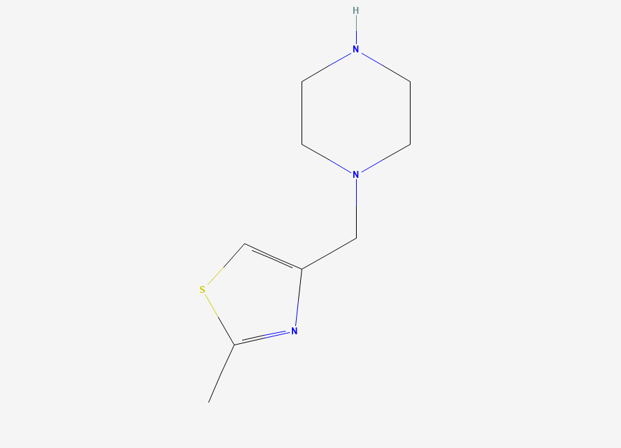 Two-dimensional chemical structure of 1-((2-Methyl-1,3-thiazol-4-yl)methyl)piperazine