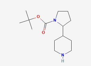 Two-dimensional chemical structure of 1,1-Dimethylethyl 2-(4-piperidinyl)-1-pyrrolidinecarboxylate