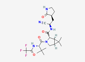 Two-dimensional chemical structure of Nirmatrelvir R-Cyano Isomer, CAS 2755812-41-8