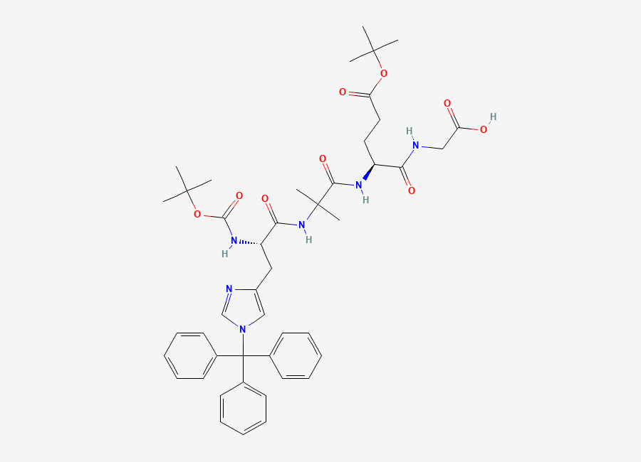 Two-dimensional chemical structure of BOC-HIS(TRT)-AIB-GLU(OTBU)-GLY-OH, CAS 1890228-73-5